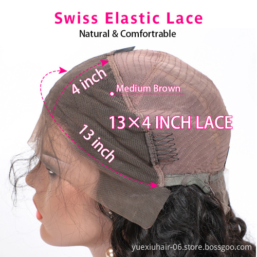 Transparent Lace Front Wig 100% Human Hair Wigs 13*4 Lace Raw Virgin Water Wave Black Wig For Black Women